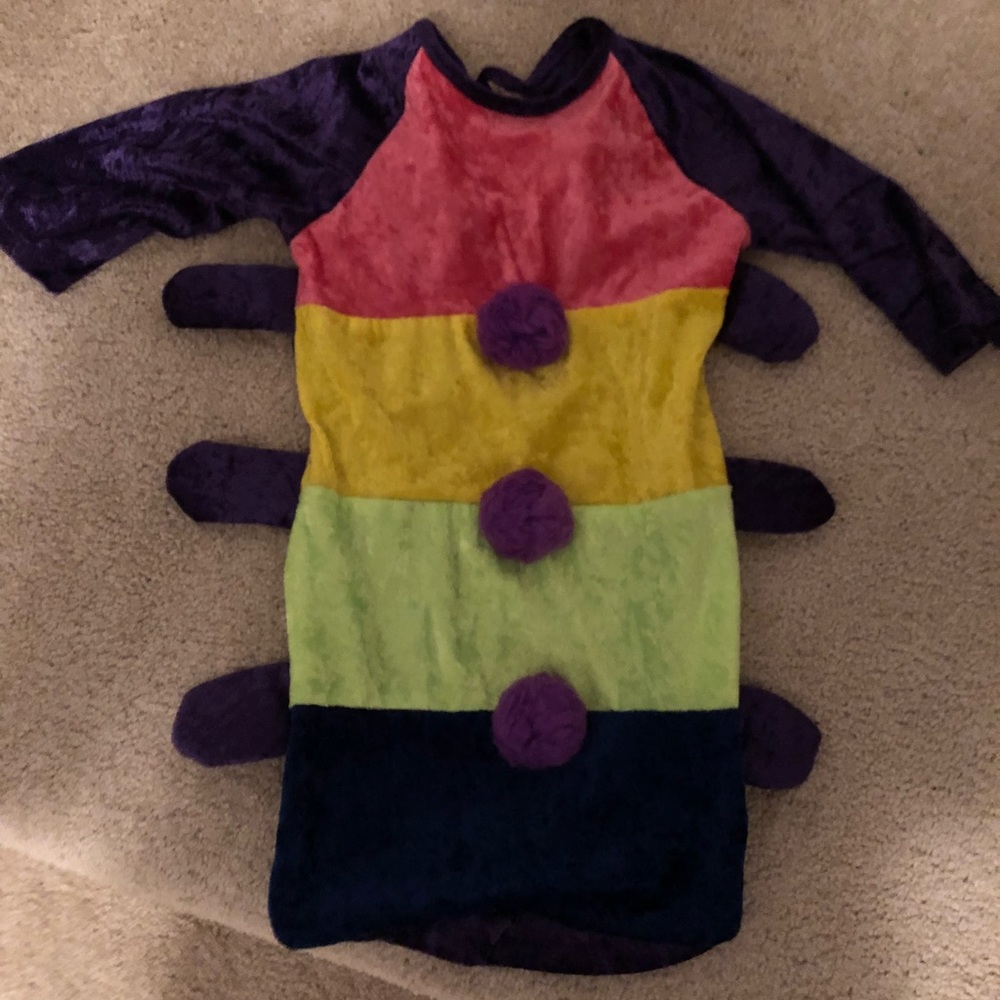 Caterpillar costume for infant with antennae hat